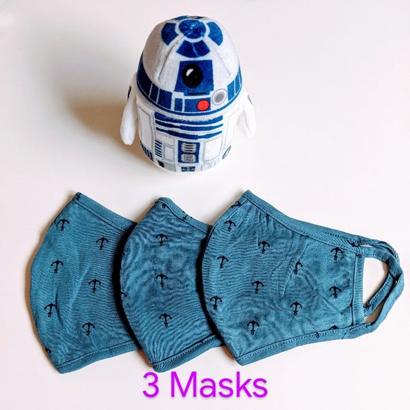 Hand Crafted Other - Set 3 Antibacterial Cotton Masks, anchor design